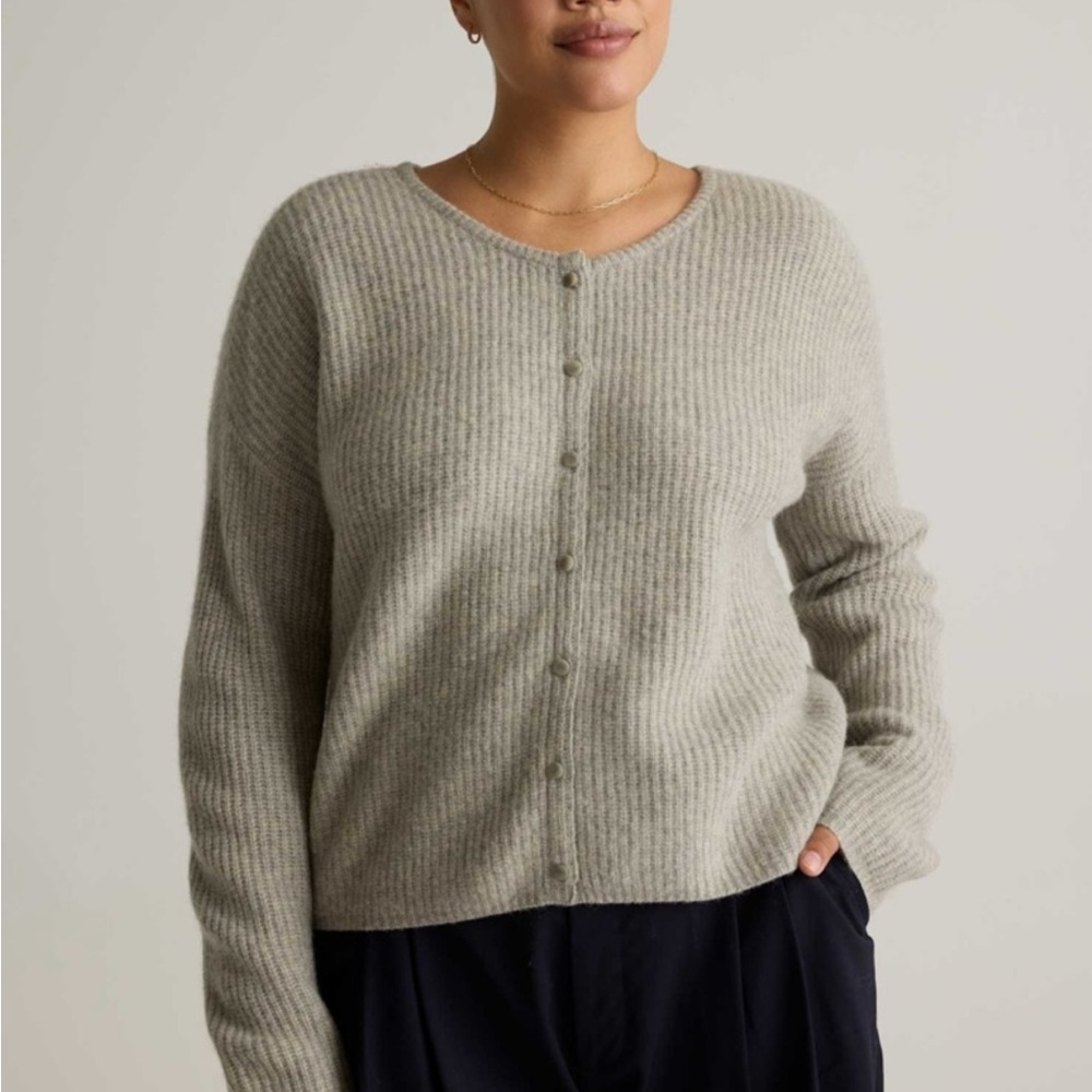 Quince Yak Soft Rib Light Gray Ribbed Cardigan Sweater Sold Out!